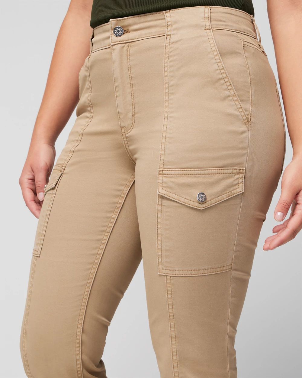 Petite High Rise Pret Cargo Skinny Flare Jeans
